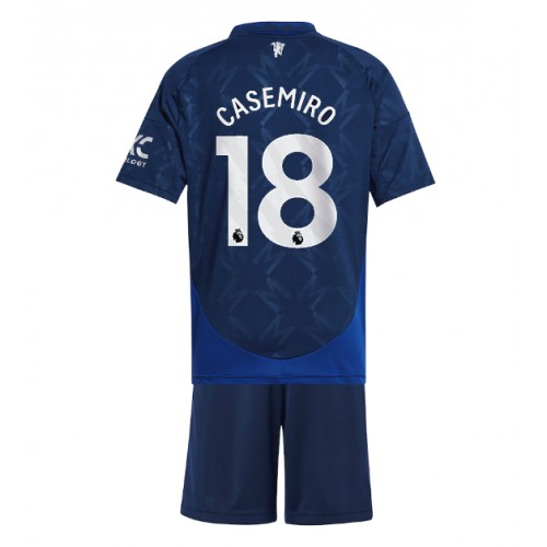 Fotballdrakt Barn Manchester United Casemiro #18 Bortedraktsett 2024-25 Kortermet (+ Korte bukser)